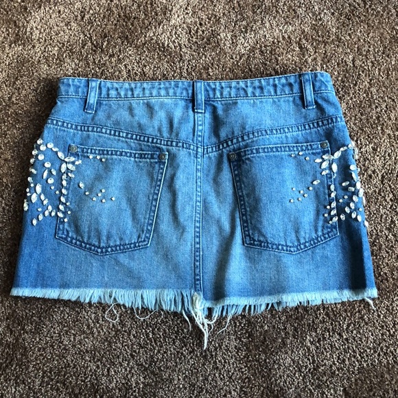 Free People Rhinestone Denim Skirt - Picture 11 of 12